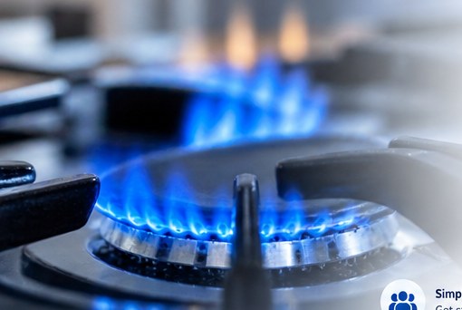 Natural gas stove with blue flame